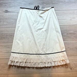 J. Crew Cream Skirt with Lace Hem